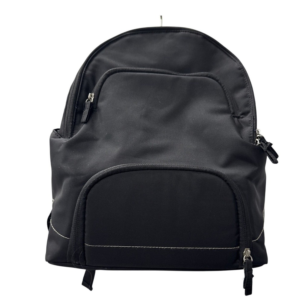 Black Nylon Backpack‎ Small Casual Travel Daypack Multiple Pockets
